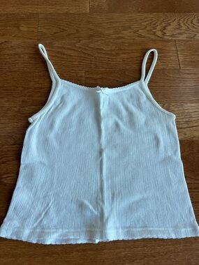 Brandy Melville White Ribbed Spaghetti Strap Camisole
